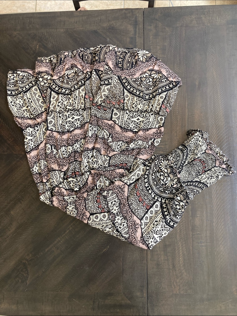 Free People Women’s  Paisley Print strapless Dress- Black & Pink